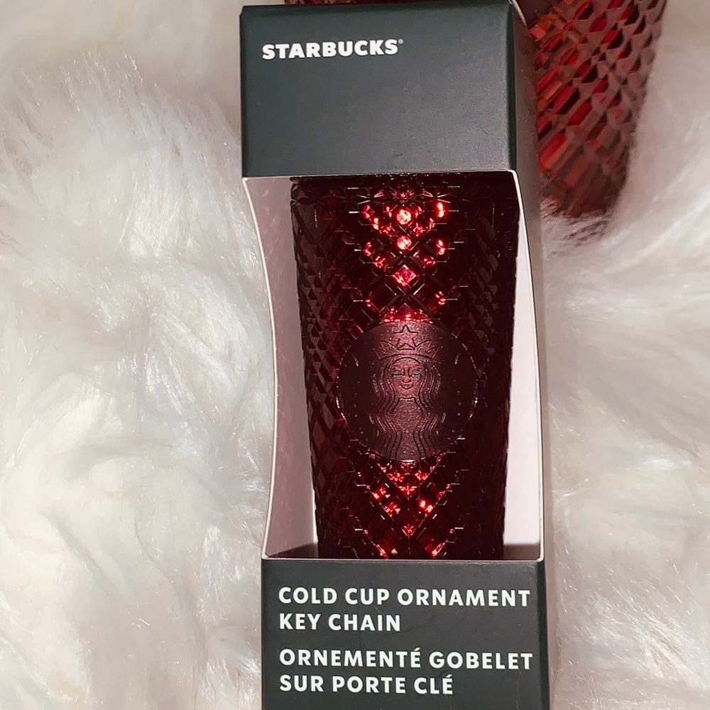 Starbucks Holiday Crystal Red Merlot Studded Jeweled Bling Keychain Cup Ornament
